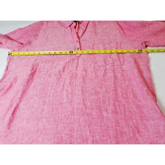 Jones NY Womens 1X 100% Linen Oversized Tunic Top Pink Beach Vacation Resort - Picture 7 of 10